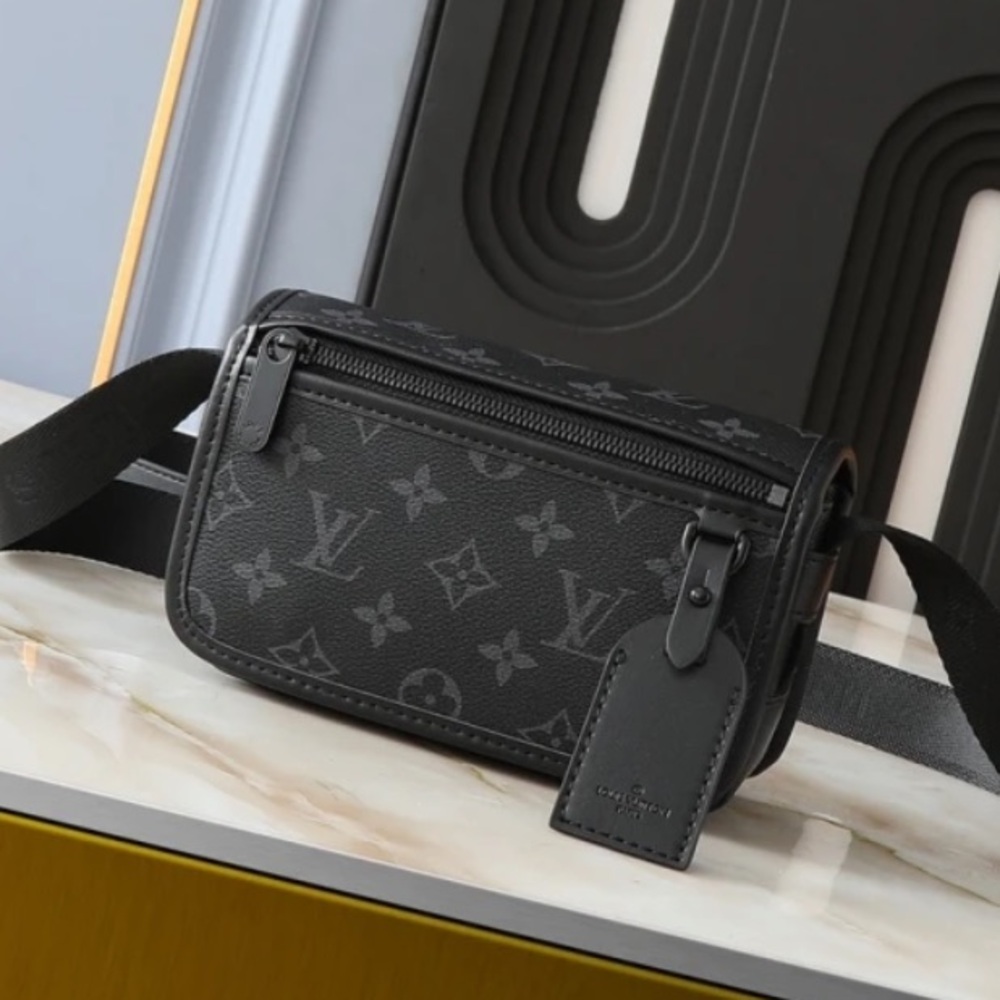 Stylish Monogram Black Unisex Crossbody Wallet Bag.